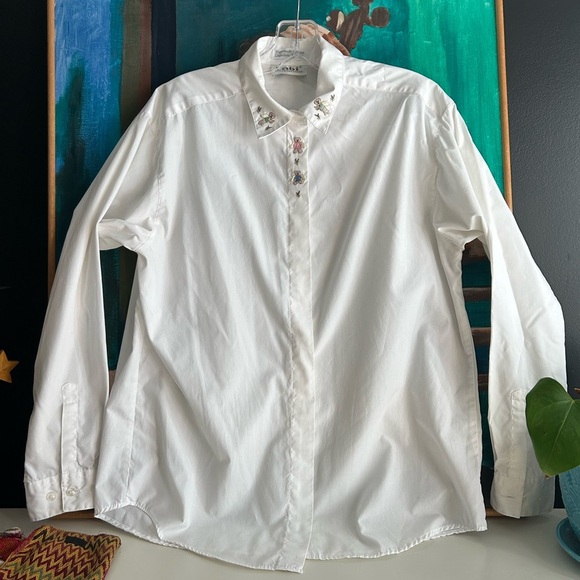 Y2K White Blouse with Embroidered Teddy Bears Details L - Picture 1 of 16